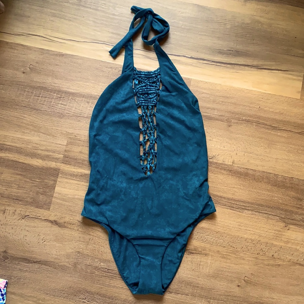 Mumu green halter one piece swimsuit size Medium
